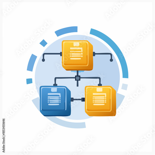 Data flow diagram with connected nodes and hierarchical structure
