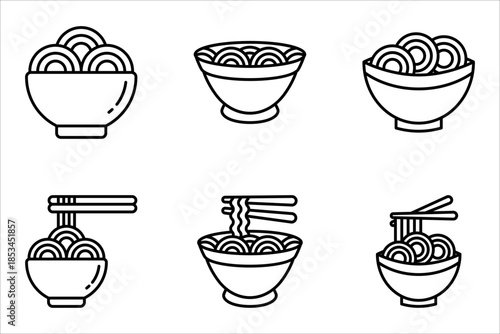 noodles icon set, on white background.