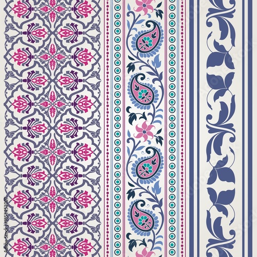 wedding card design, traditional paisley floral pattern , royal India	