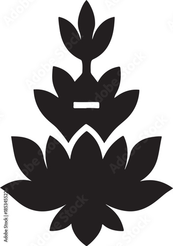 Horizon Blossom Crest Vertical Tiered Floral Silhouette.eps