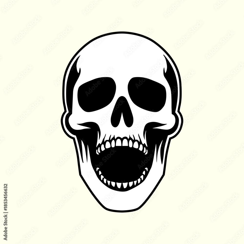 Fototapeta premium Gaping Skull Flat Design Illustration