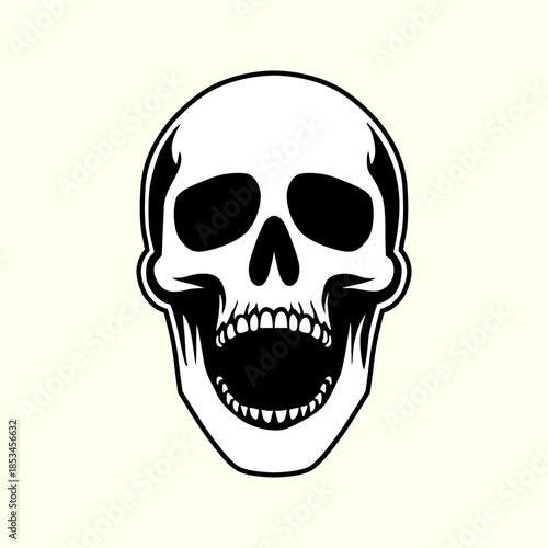 Gaping Skull Flat Design Illustration