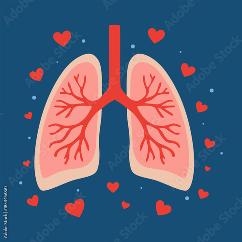 Simple Illustration of Healthy Lungs with Simple Background