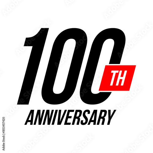 100th anniversary celebration label, one hundred years jubilee congratulation card vector template, happy birthday sign, event invitation