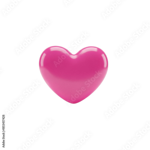 3D shiny red and pink heart shapes isolated on white background as a romantic illustration for Valentine's Day love and wedding design