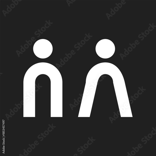 man and woman icon, restroom door pictogram, public toilet sign, female and male symbol, ladies and gentlemen wc