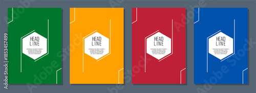 corporate annual report template collection, company identity brochure, business presentation vertical pages vector set, colorful abstract geometric minimalistic cover