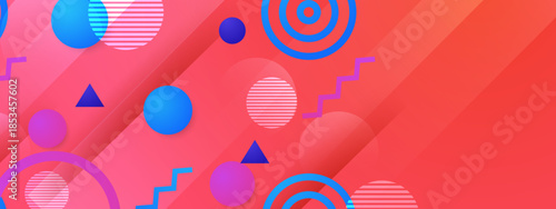 Minimal Abstract Background of Layered Color Geometric Shapes