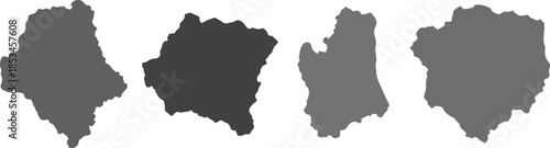 Set of four isolated dark gray irregular organic abstract shapes vector for design