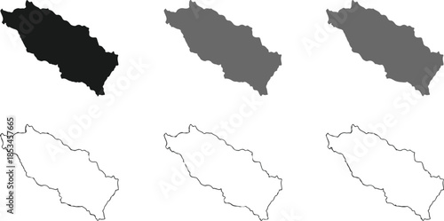 Set of Abstract Irregular Geometric Vector Shapes with Fills and Outlines