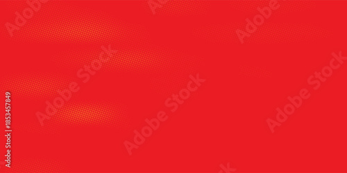 Bright Red pop art background with halftone dots in retro comic style, vector illustration backdrop template for your design