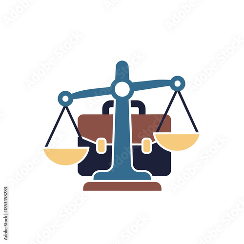 Legal Scales Balancing Briefcase Symbolizing Justice and Law.