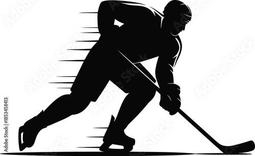 Ice hockey player silhouette Vector