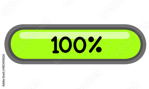 Green progress bar showing one hundred percent complete loading status