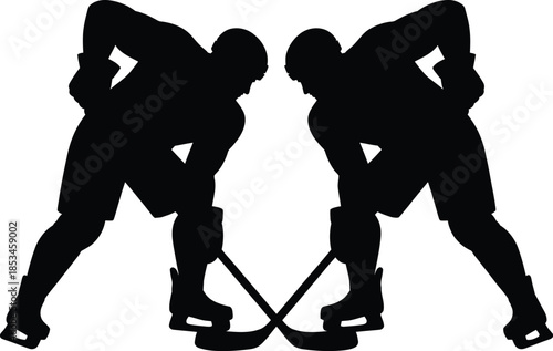 Ice hockey players silhouette Vector