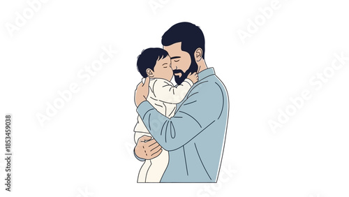 Father holding his baby with love and care.