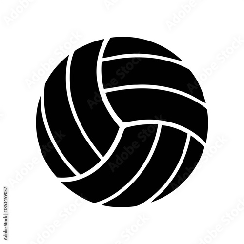 Volleyball silhouette icon set featuring players in various action poses, net, ball, trophy, and logo elements. Perfect for sports design, posters, branding, and digital projects.
