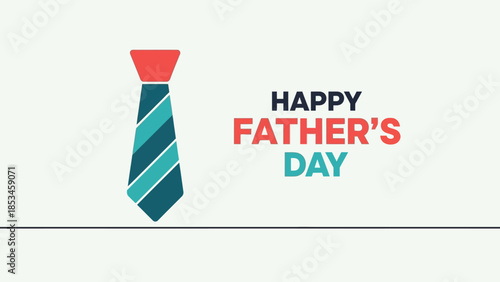 Happy Fathers Day Greeting Card With Tie Illustration.