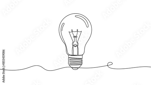 Minimalist Single Line Drawing of a Light Bulb.