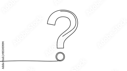 A single continuous line drawing of a question mark.