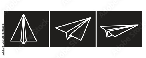Realistic 3D white paper airplane models collection, Paper airplanes with various views, isolated on transparent background – stock vector.

