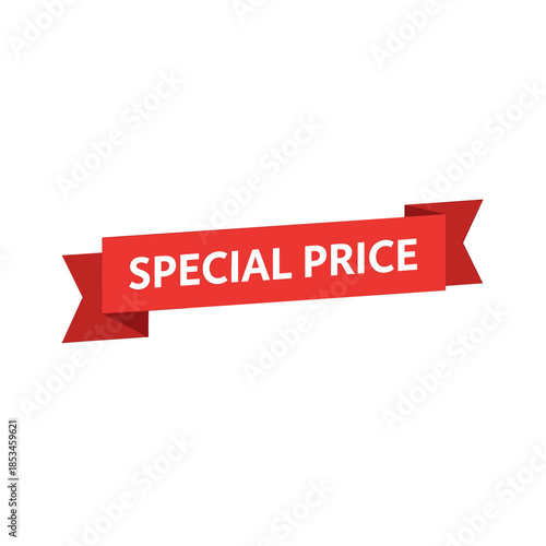 Free Download Red banner with special price text on white background. Suitable for promotions, sales, advertisements, marketing materials, and retail concepts. - GFXLoad
