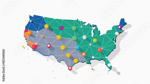 Vector illustration of a  map marked with various location pins..eps
