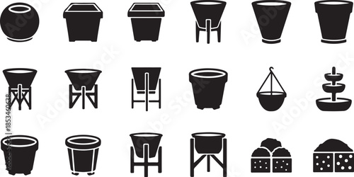 Various types of plant pots and containers