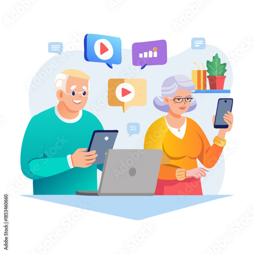 Set of Elderly man character. illustration design.
