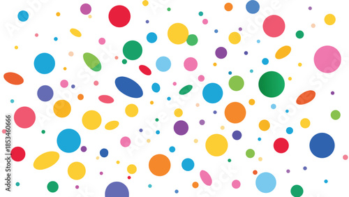 A cheerful background of colorful confetti dots, creating a festive and dynamic atmosphere..eps
