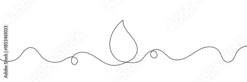 Continuous line water drop art droplet icon rain outline sketch doodle drawing. One line linear blood sea water drop drawn tear eco donation abstract medical simple logo isolated. Vector Illustration.