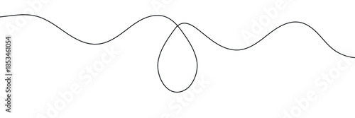Continuous line water drop art droplet icon rain outline sketch doodle drawing. One line linear blood sea water drop drawn tear eco donation abstract medical simple logo isolated. Vector Illustration.