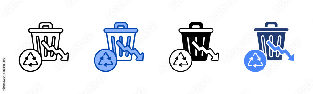 Foto Reduce icon set multiple style collection