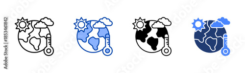 Climate icon set multiple style collection