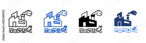 Pollution icon set multiple style collection