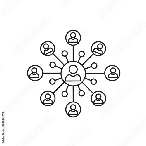 Network of People Connecting with Central User