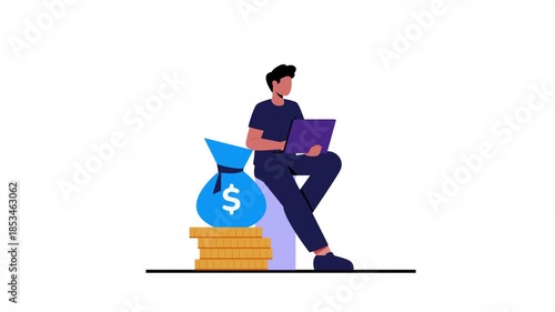 Person Saving Plan Animation HD On Alpha