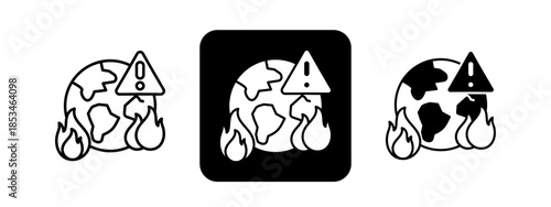 Crisis  Solid color and black line drawing vector illustration set