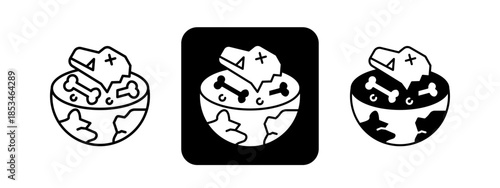 Extinction  Solid color and black line drawing vector illustration set