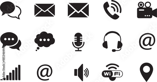 communication icons set for business and technology