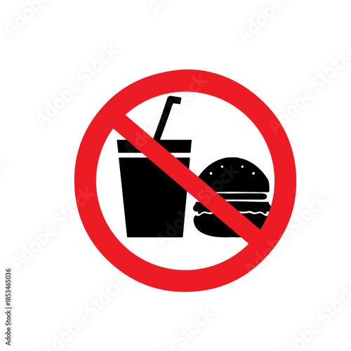 No fast food allowed sign, prohibiting consumption of burgers and drinks in a specific area.