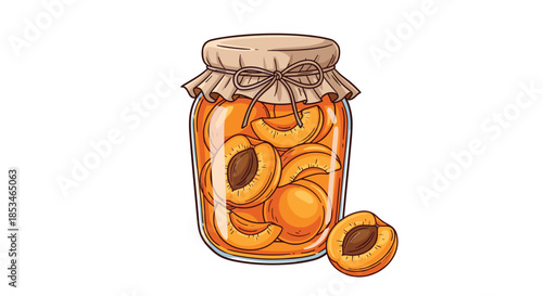 A delightful jar filled with succulent preserved apricots and a single apricot nearby.