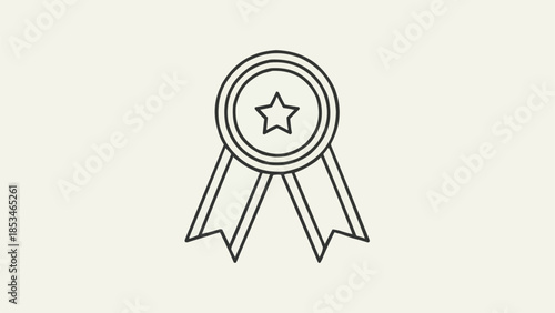 Simple Line Art Icon of a Star Award Ribbon.