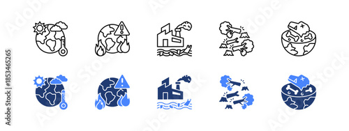 Global Awareness and Threats with two styles, line and duotone icon.