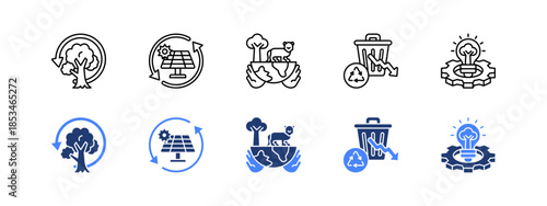 Real Solutions and Action with two styles, line and duotone icon.