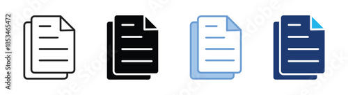 Documents icon set multiple style collection