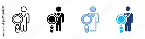 Human resources icon set multiple style collection