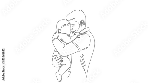 Father holding his baby in a loving embrace.