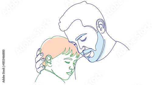 Father and son sharing a tender moment of love and connection.