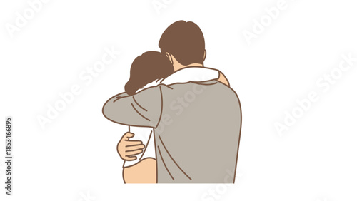 Couple Embracing Tenderly With Affectionate Hug.